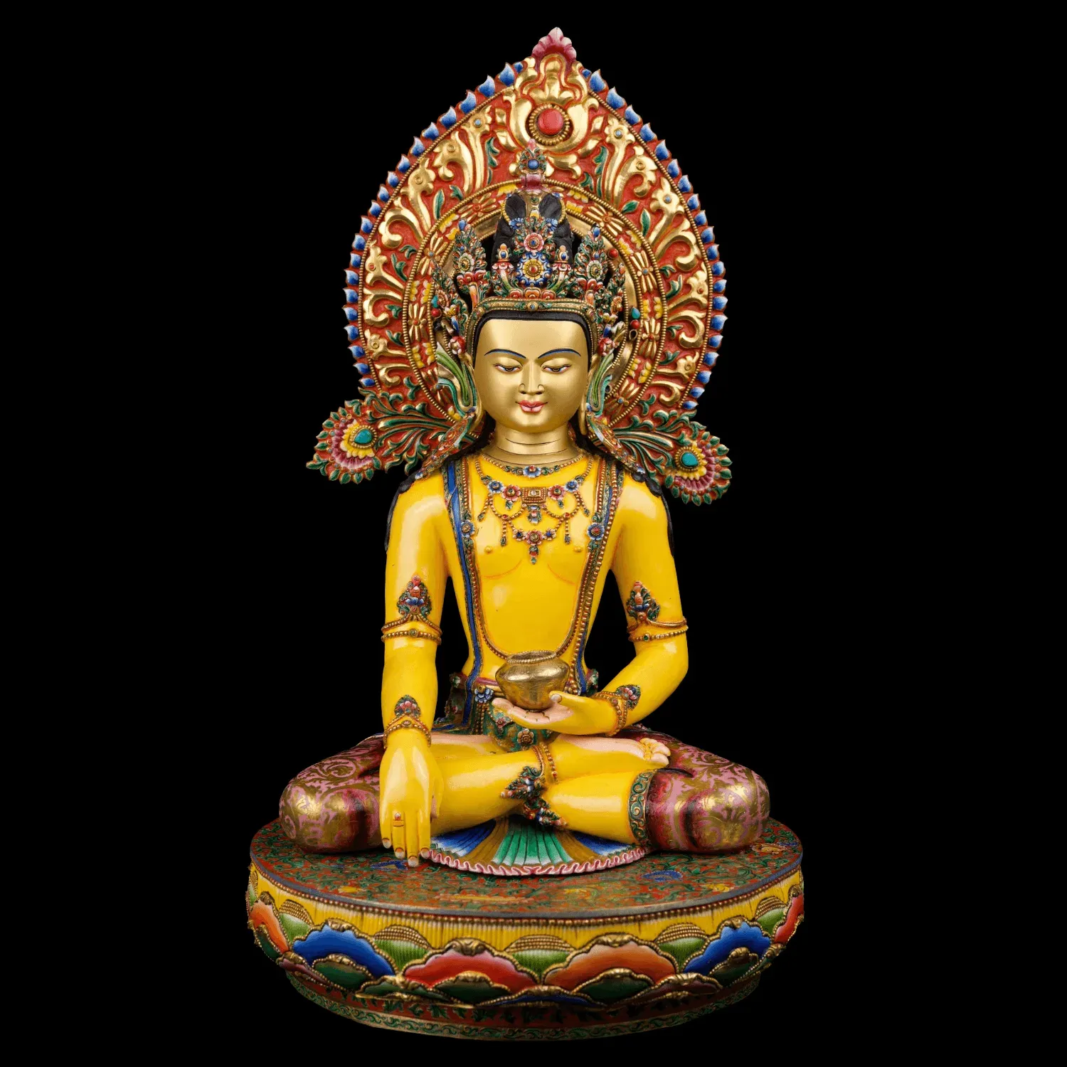 Shakyamuni Buddha Statue | Thangka Color & Stone Setting