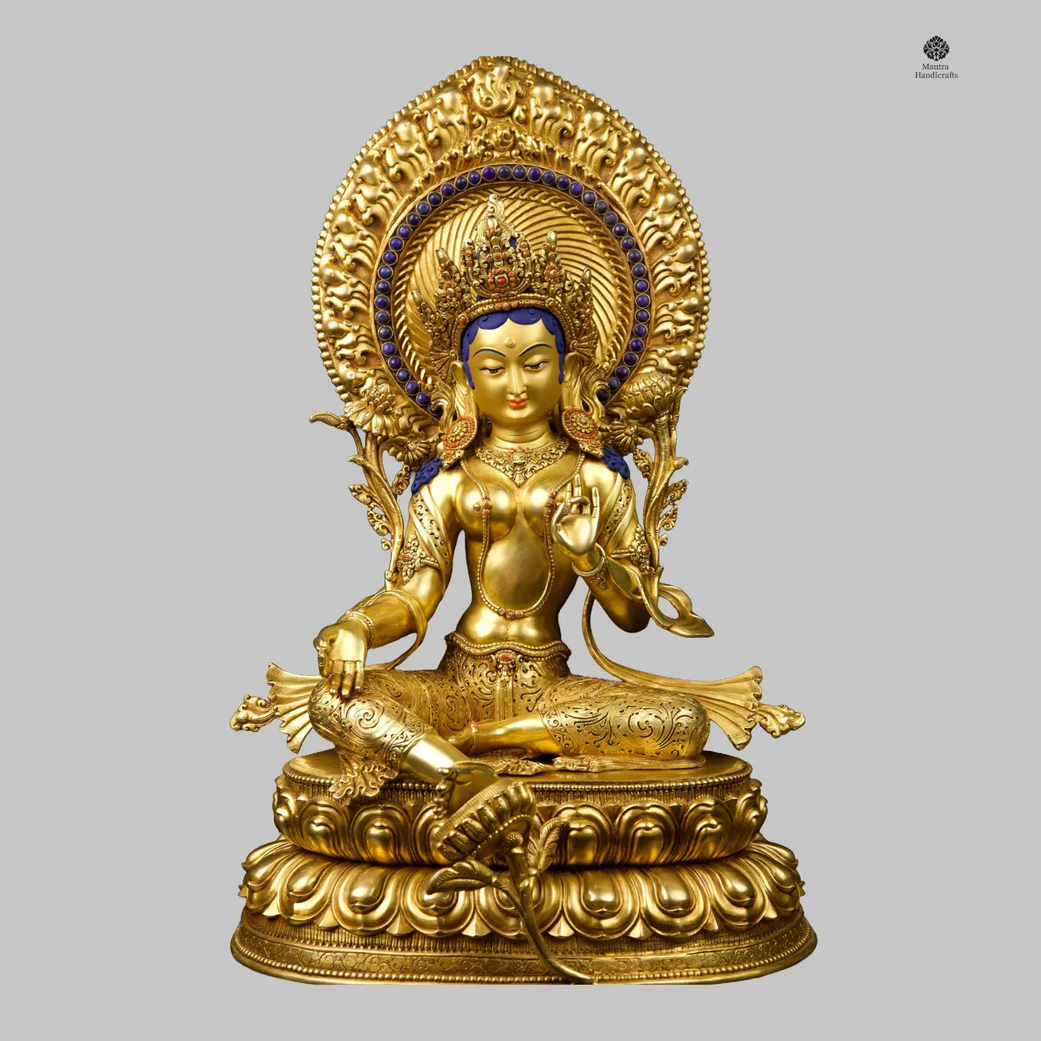 Green Tara | Compassionate Deity with Double Lotus Base