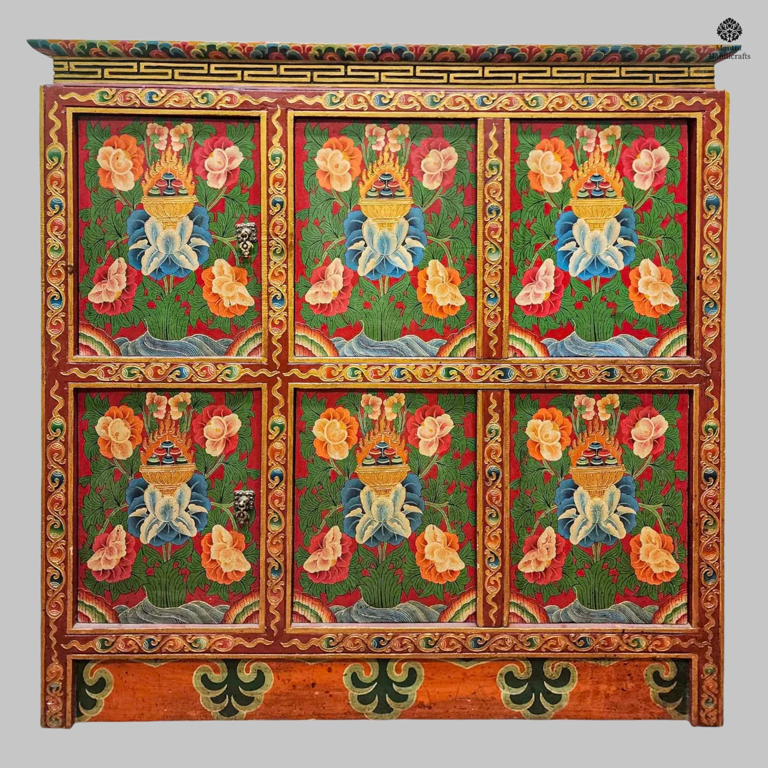 Tibetan Cabinet | Four-Door Hand-Painted Sacred Furniture